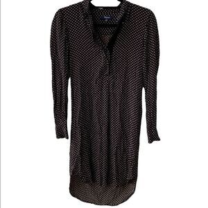 Madewell Wm’s Sz XXS Black Tan Polka Dot Long Sleeve Tunic Dress